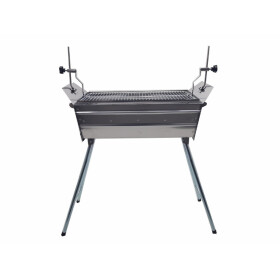 Mangal Ararat Edelstahl 2mm Schaschlikgrill mit 9er Drehspieß Haube Edelstahlmotor