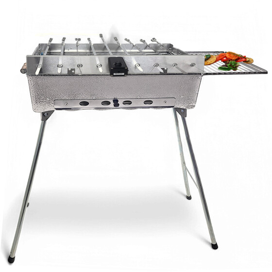 Mangal Astana Deluxe 9er Spießdreher 230V Alumotor BBQ Deckel Grillrost Ablage