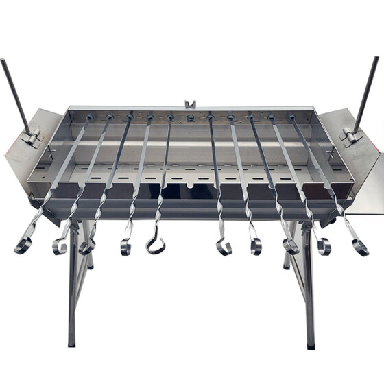 Mangal Set Leto Schaschlik Grill Edelstahl 2mm mit Spießdreher Motor 10 Spieße