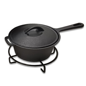 Dutch Oven Set 9 tlg. Gusseisen Grillset Kochtopf Feuertopfset in Holzkiste