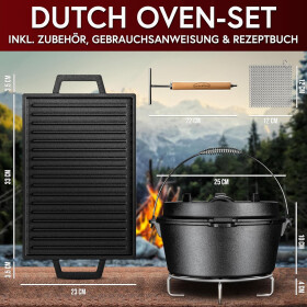 GUSSKÖNIG Dutch Oven Set 10 teilig Topf Set inkl. Rezeptbuch