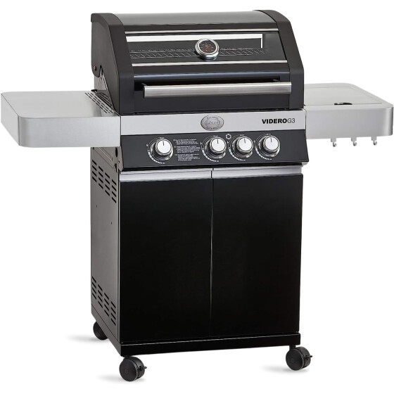 RÖSLE Gasgrill BBQ-Station VIDERO G3 schwarz mit Seitenbrenner