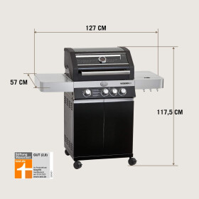 RÖSLE Gasgrill BBQ-Station VIDERO G3 schwarz mit Seitenbrenner