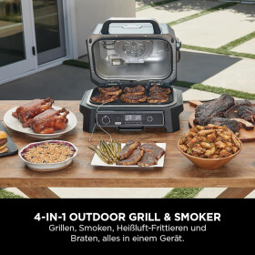 Ninja Woodfire Pro XL Elektrogrill mit Smoker-& Heißluftfritteuse