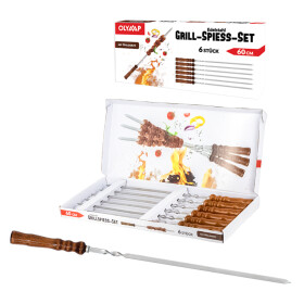 Grillspieß Set mit Holzgriff 6 St Set 60x1,5cm...