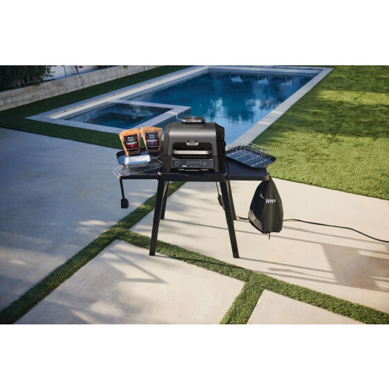 Ninja Woodfire Pro XL Elektrogrill Set Ständer Abdeckung Reinigungsbürste