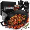 GUSSKÖNIG Wok Pfanne aus Gusseisen 36cm  mit Ringreiniger